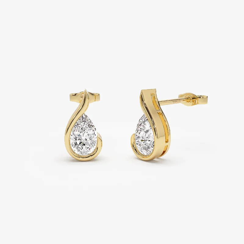 1.50 ctw 14k Pear Shaped Unique Lab Grown Diamond Studs - Eden