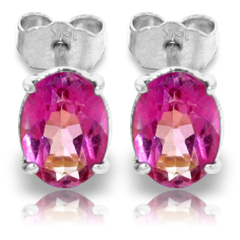 1.8 Carat 14K Solid Gold Panache Pink Topaz Stud Gemstone Earrings