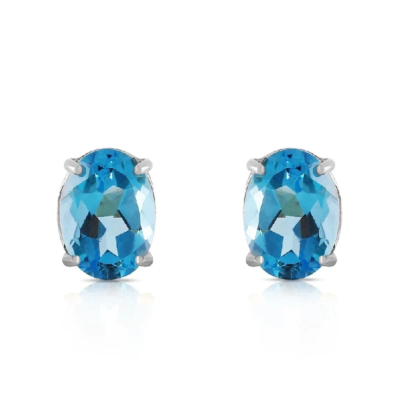 1.8 Carat 14K Solid White Gold Once Again Blue Topaz Earrings