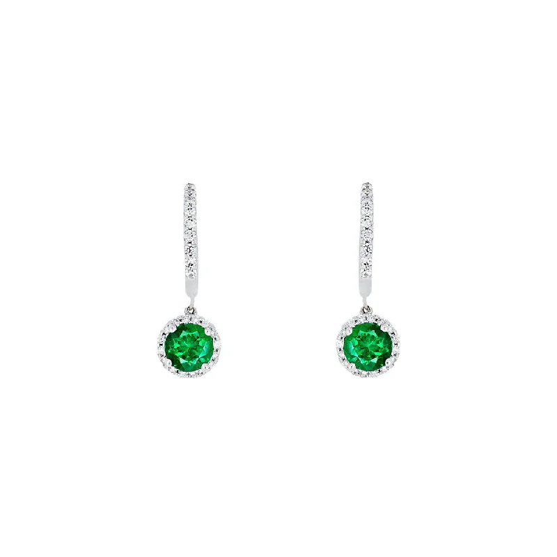 14 Karat Drop Earrings with Tsavorite and Diamonds