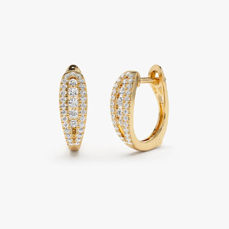 14k Cute Diamond Huggie Earrings