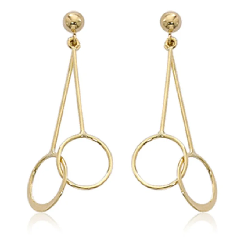 14k Gold Mini Circle Drop Earrings