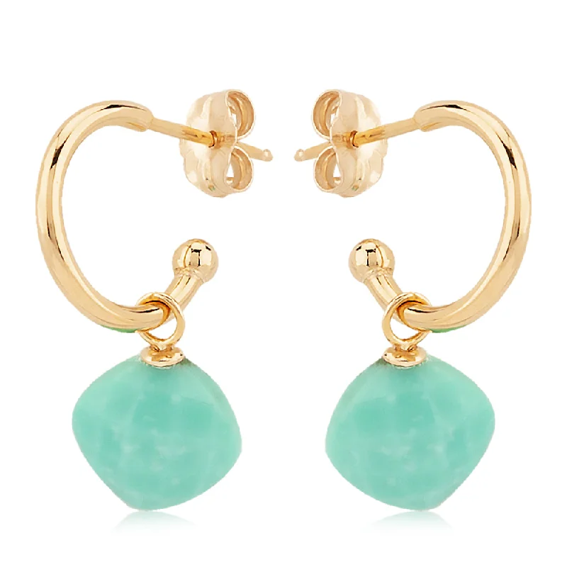 14k Gold Turquoise Drop Earrings