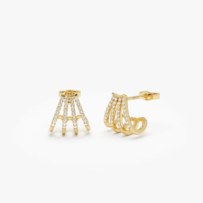 14k Multi Huggie Diamond Earrings