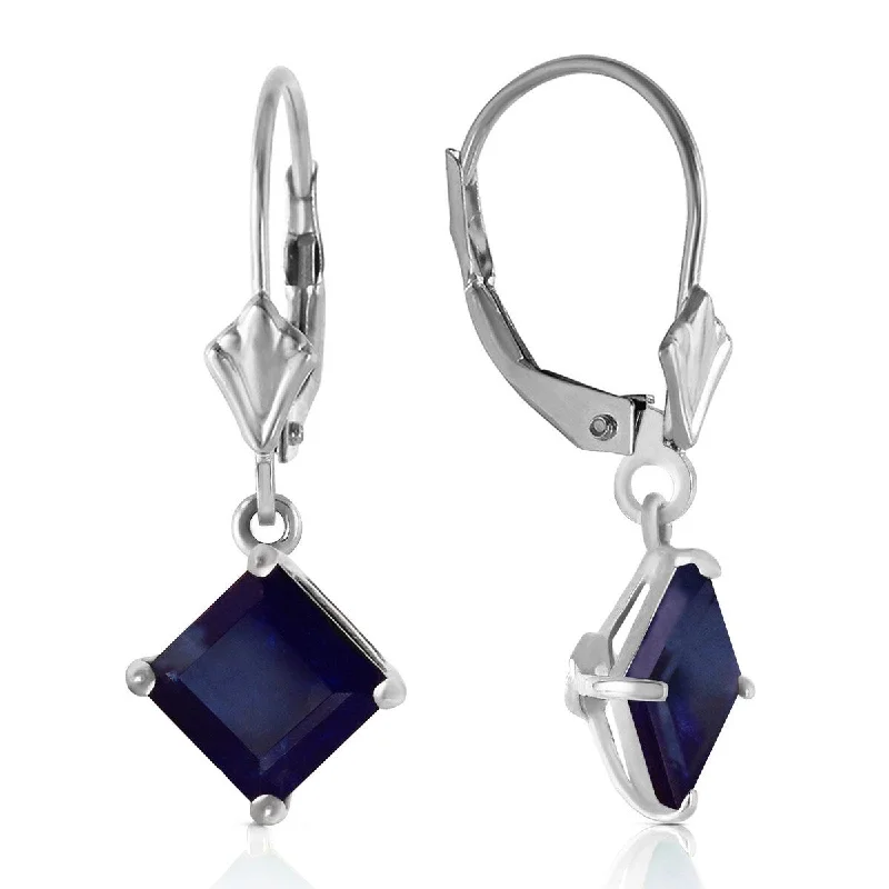 14K Solid Gold Leverback Earrings Natural Sapphire Certified Genuine