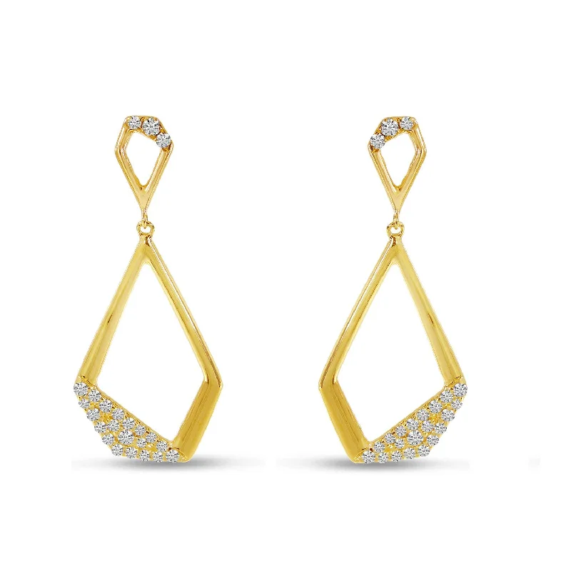 14K Yellow Gold 0.20ctw Diamond Geometric Drop Earrings