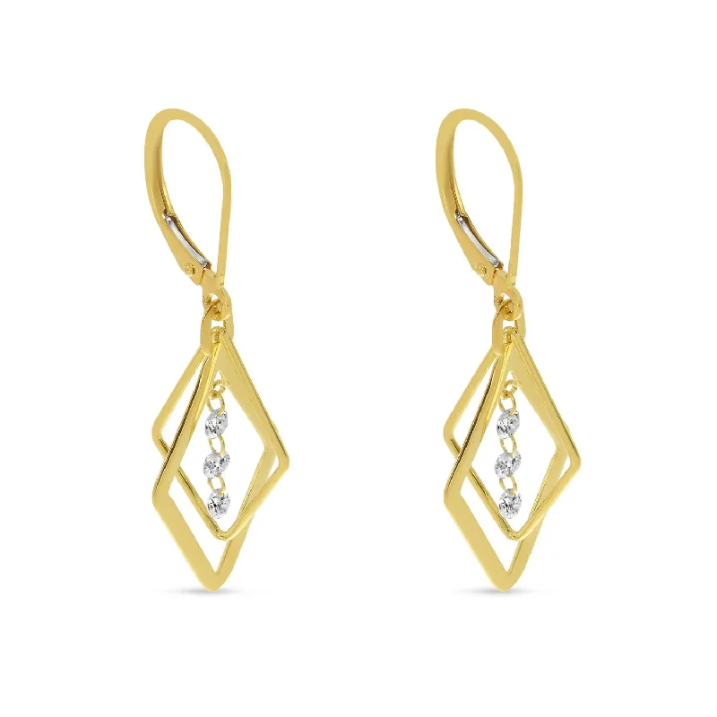 14K Yellow Gold 0.30ctw Dashing Diamond Geometric Drop Earrings