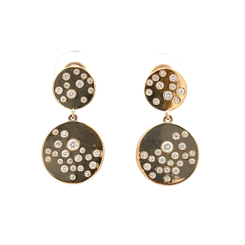 14K Yellow Gold 0.41ctw Round Diamond Cluster Drop Earrings