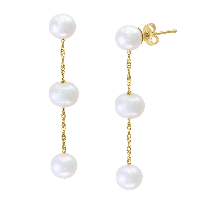 14K Yellow Gold 5.5-6mm Freshwater Pearl Drop Earrings