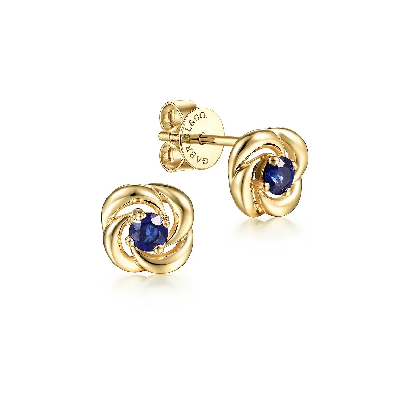 14K Yellow Gold Sapphire Earrings