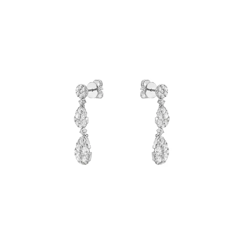 18 Karat White Gold Pear Drop Earrings with Diamonds