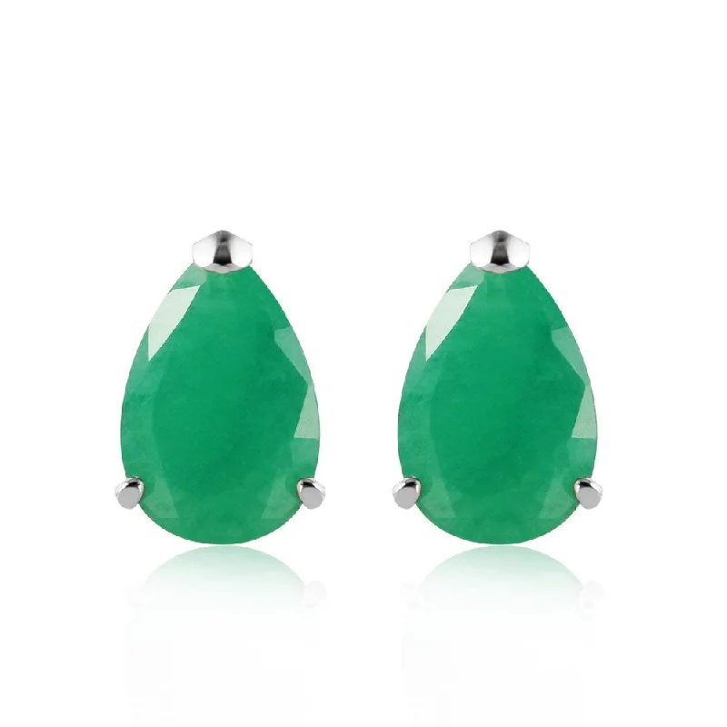 2 Carat 14K Solid White Gold Temptation Near Emerald Earrings