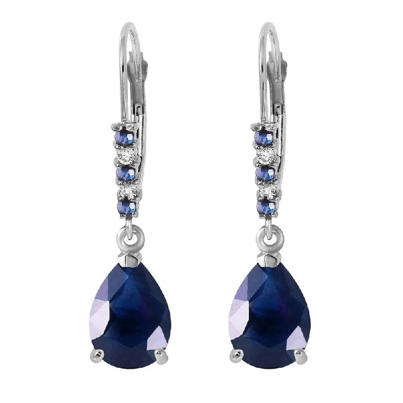 3.18 Carat 14K Solid White Gold Power Of Words Sapphire Diamond Earrings