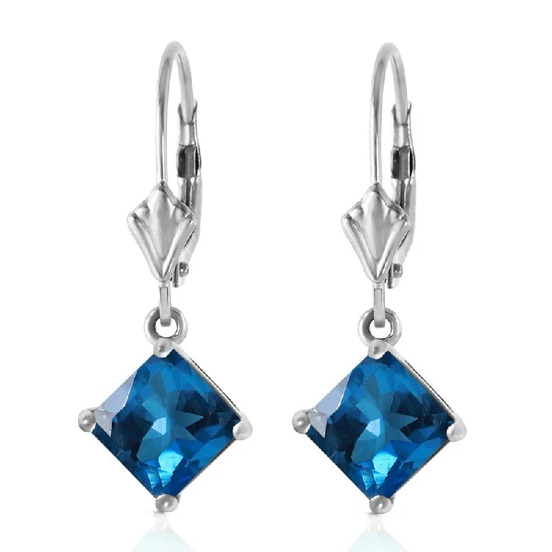 3.2 Carat 14K Solid White Gold Victoire Blue Topaz Earrings