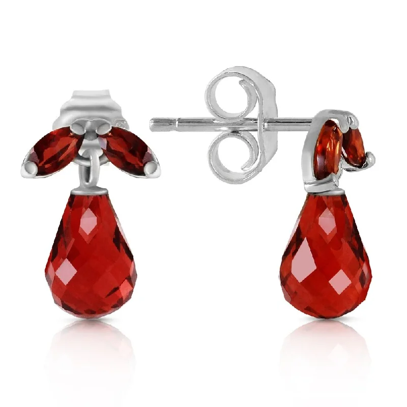 3.4 CTW 14K Solid White Gold High Principles Garnet Earrings