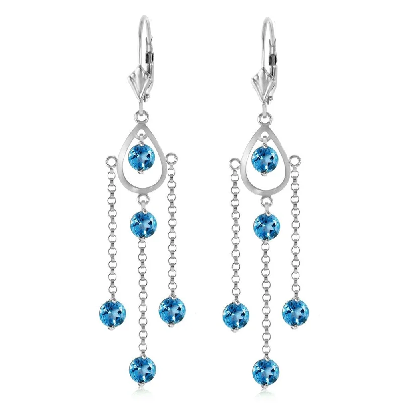 3 Carat 14K Solid Gold Spring Springs Blue Topaz Earrings