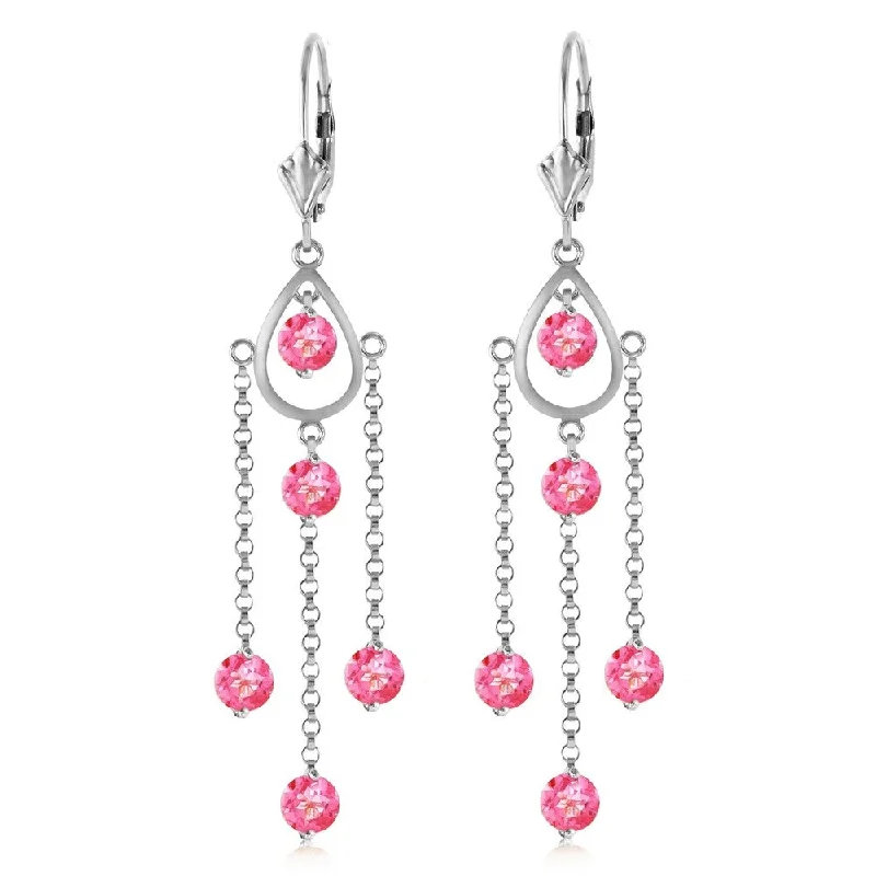 3 Carat 14K Solid White Gold Proof Of Love Pink Topaz Earrings