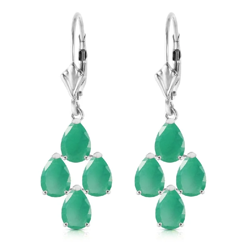 4.5 Carat 14K Solid White Gold Gazelle Emerald Earrings