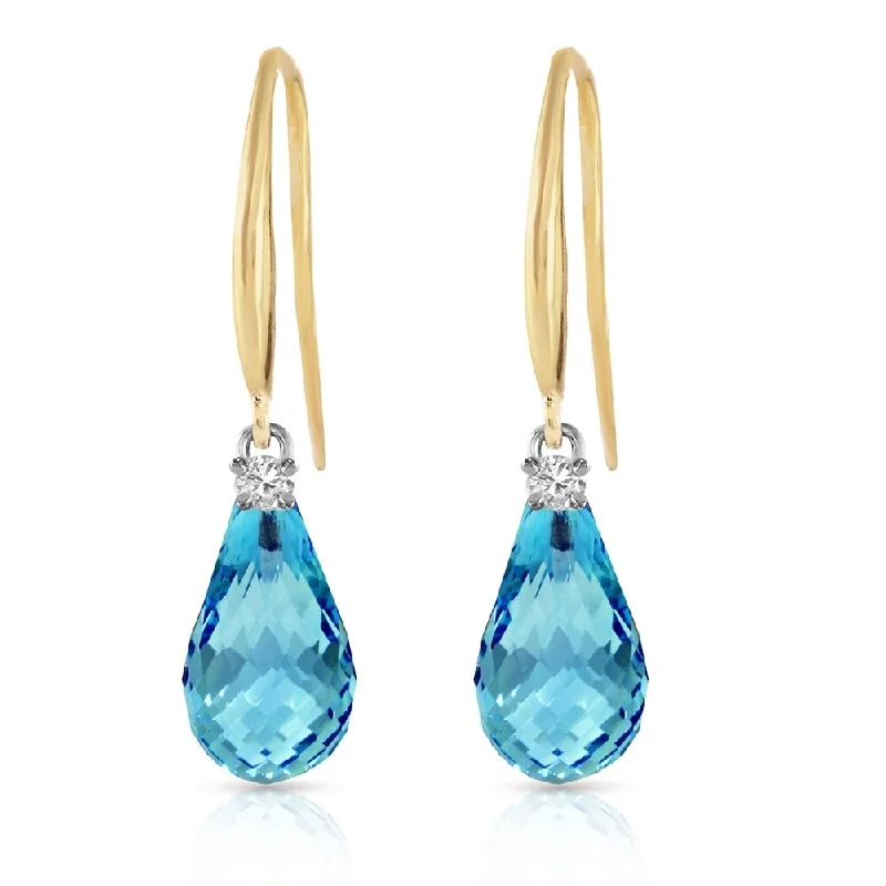 4.6 Carat 14K Solid Gold Joya Blue Topaz Diamond Earrings