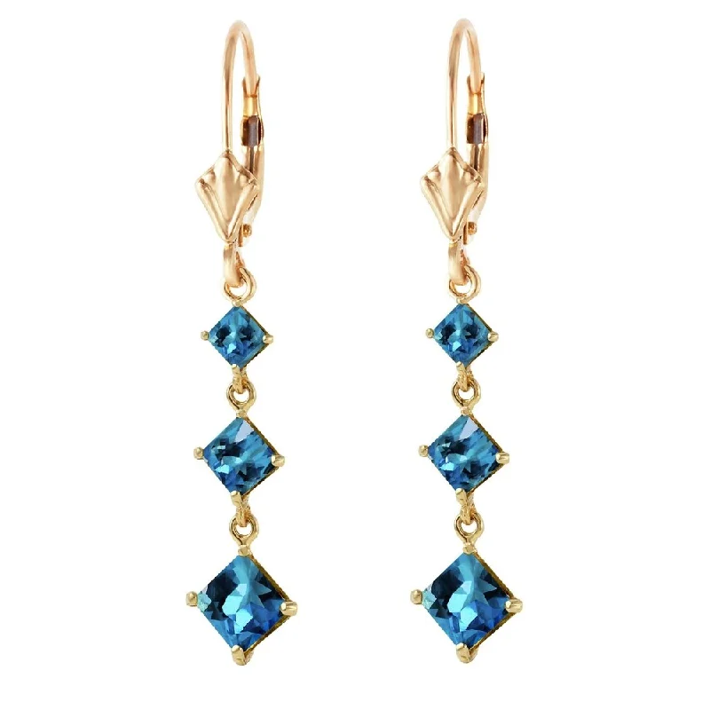 4.79 Carat 14K Solid Gold Giving Blue Topaz Earrings