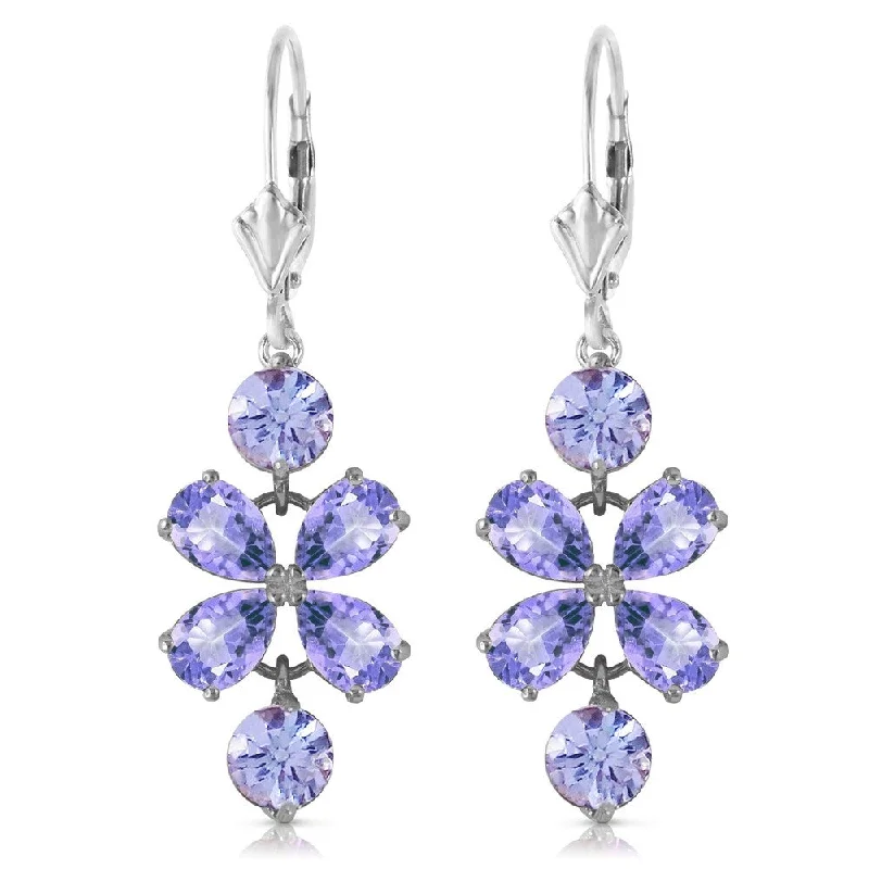 5.32 CTW 14K Solid White Gold Tanzanite Gemstone Earrings