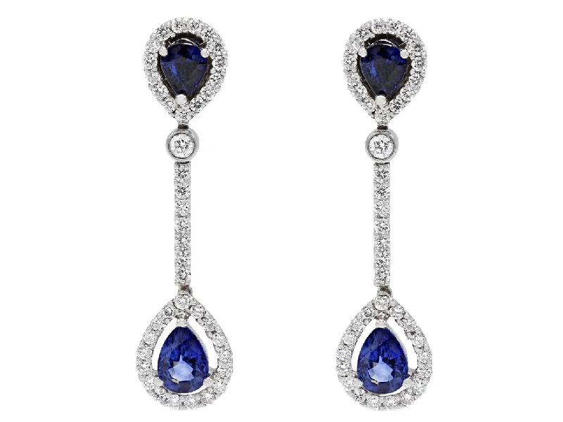 Sapphire and Diamond Drop Earrings in Platinum