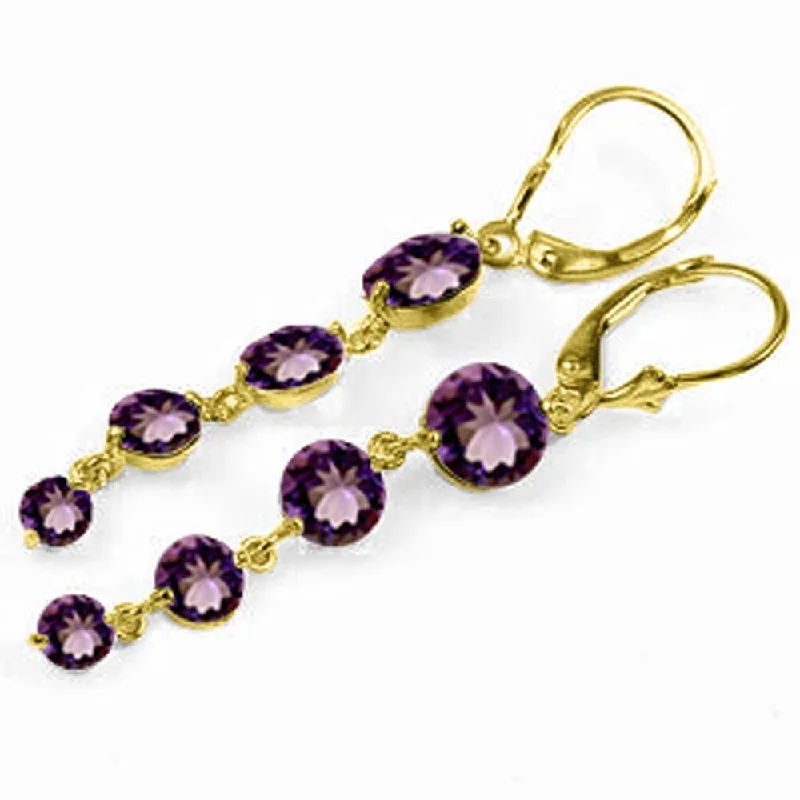 7.8 Carat 14K Solid Gold Drizzle Amethyst Earrings