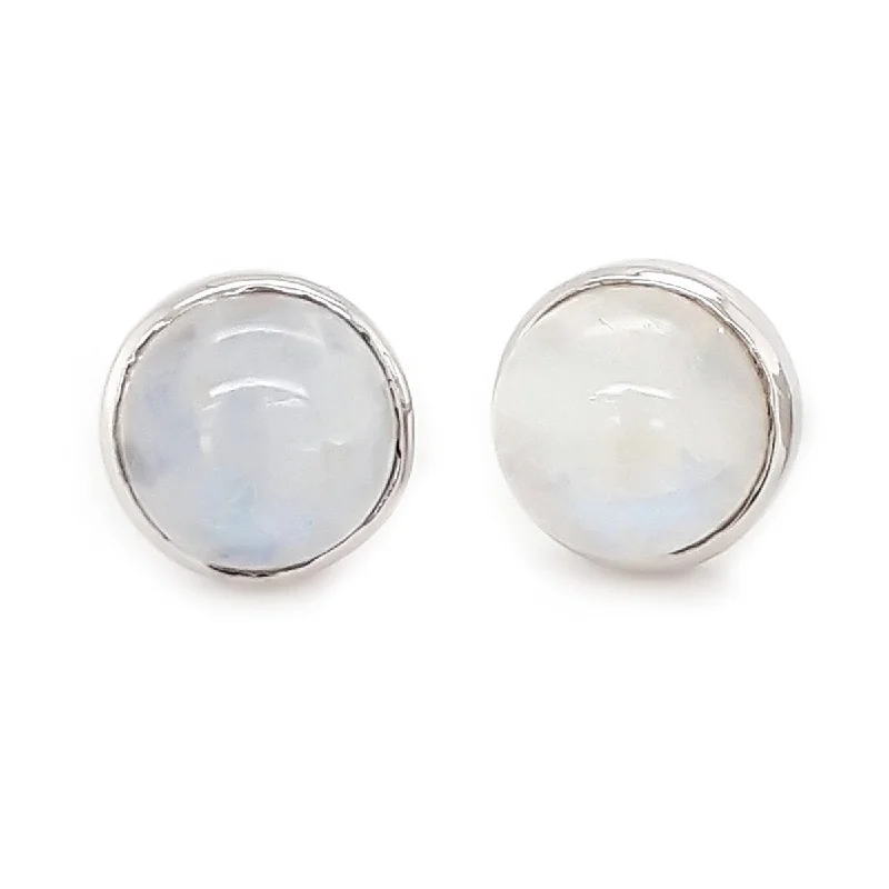 925 Sterling Silver Rainbow Moonstone Studs Earrings