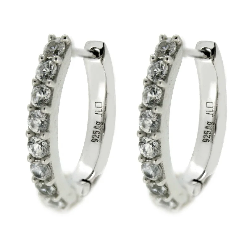 925 Sterling Silver White Natural Zircon Hoops Earrings