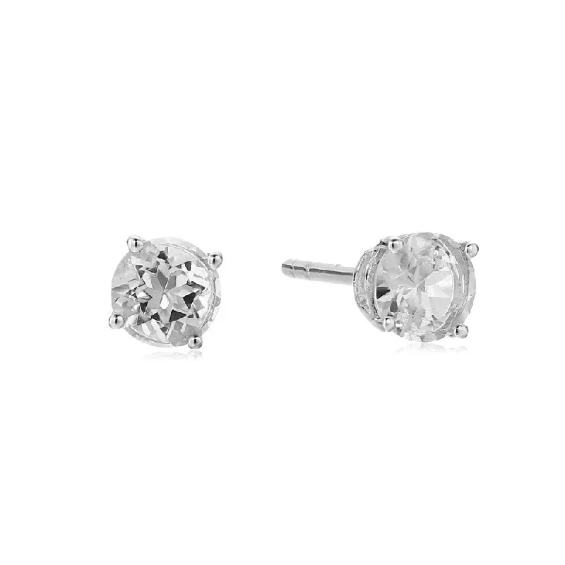 925 Sterling Silver White Topaz Stud Earrings