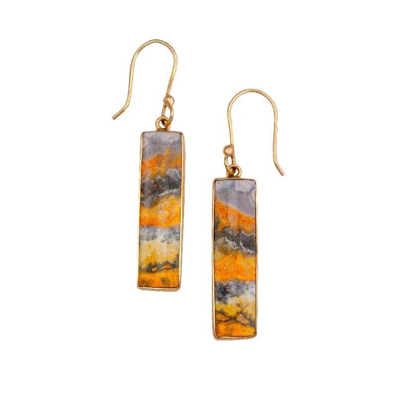 Alchemia Bumblebee Jasper Rectangle Drop Earrings