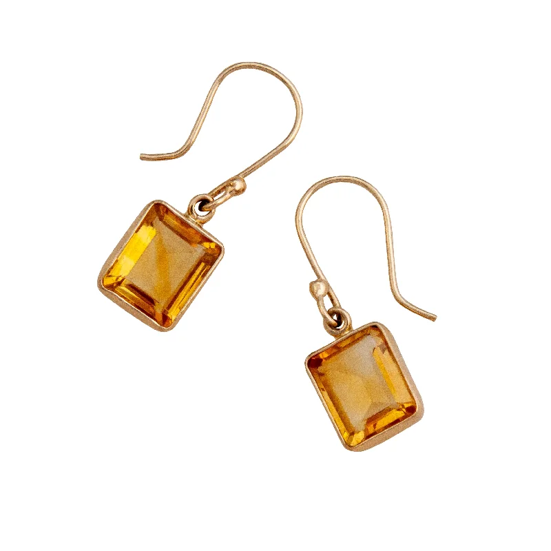 Alchemia Citrine Rectangle Drop Earrings