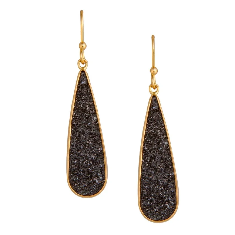 Alchemia Black Druzy Teardrop Earrings