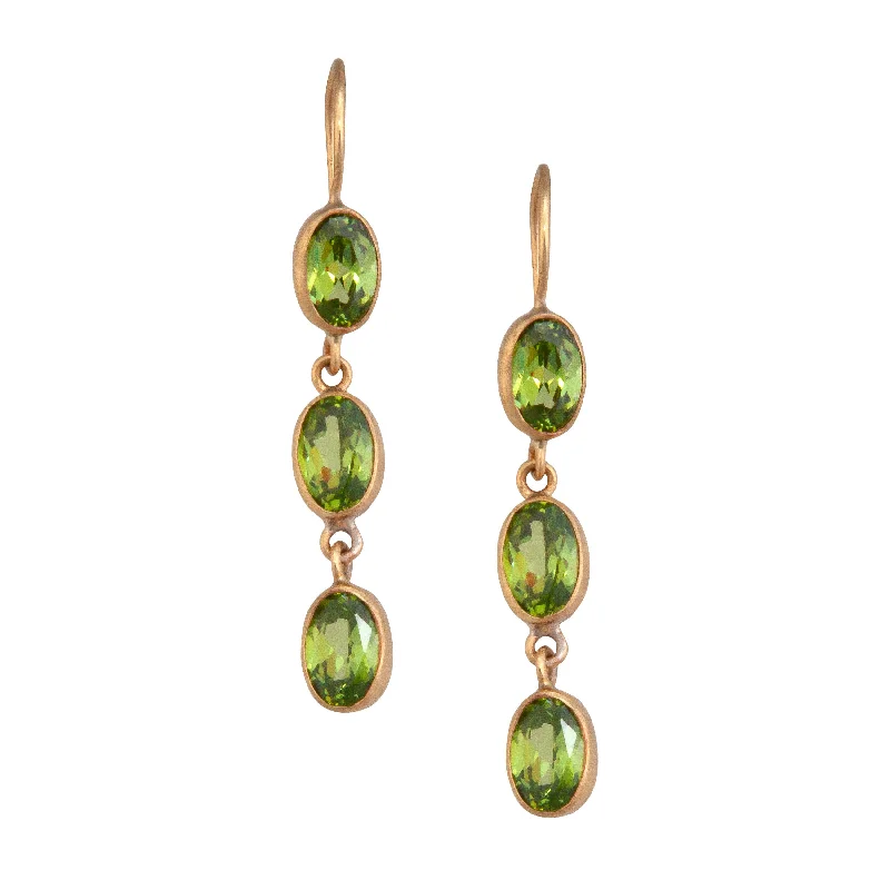 Alchemia Lab Created Peridot Triple Drop Earrings