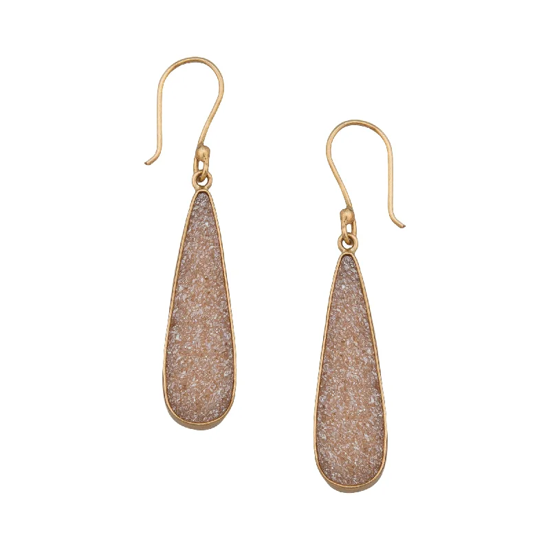 Alchemia Peach Druzy Teardrop Earrings