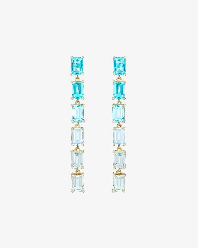 Amalfi Emerald Cut Blue Ombre Midi Drop Earrings