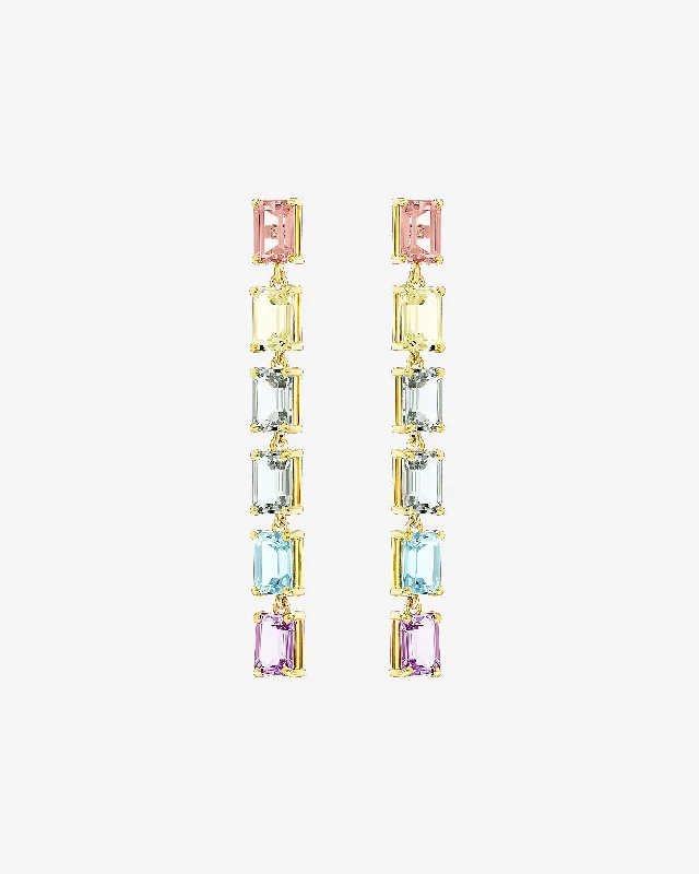 Amalfi Emerald Cut Pastel Midi Drop Earrings