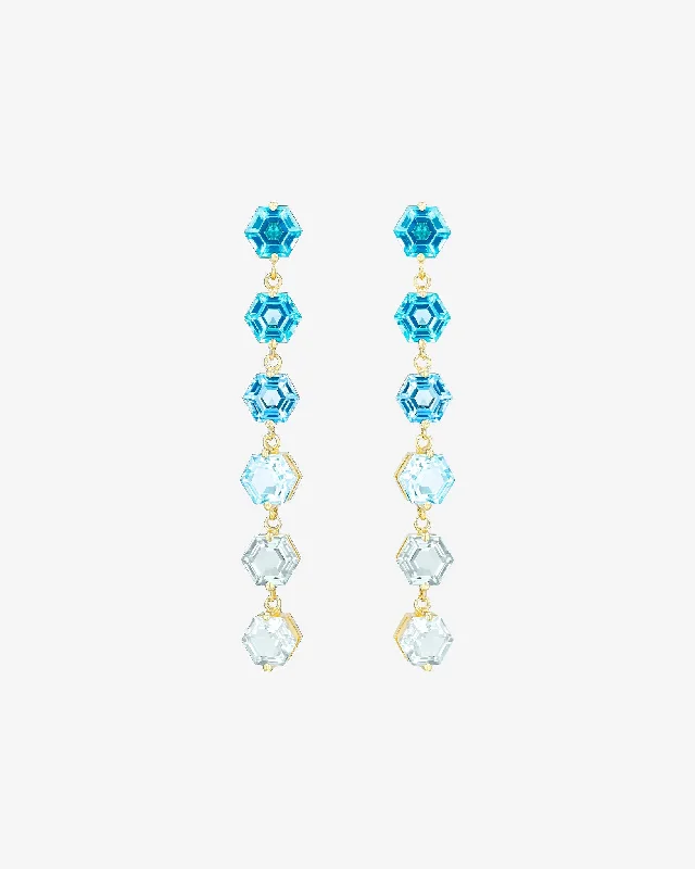 Amalfi Hexagon Cut Blue Ombre Midi Drop Earrings