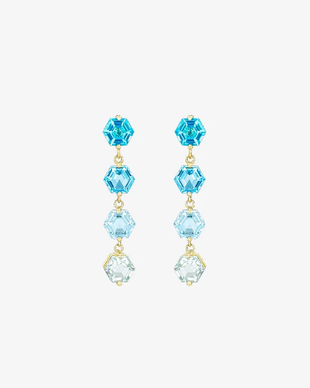 Amalfi Hexagon Cut Blue Ombre Mini Drop Earrings