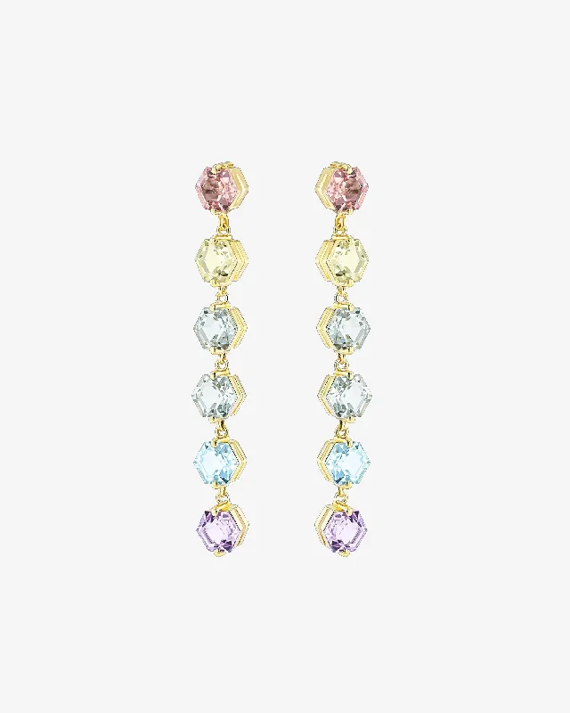 Amalfi Hexagon Cut Pastel Midi Drop Earrings