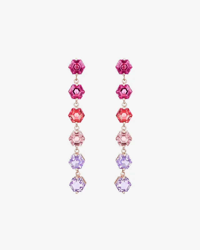 Amalfi Hexagon Cut Pink Ombre Midi Drop Earrings