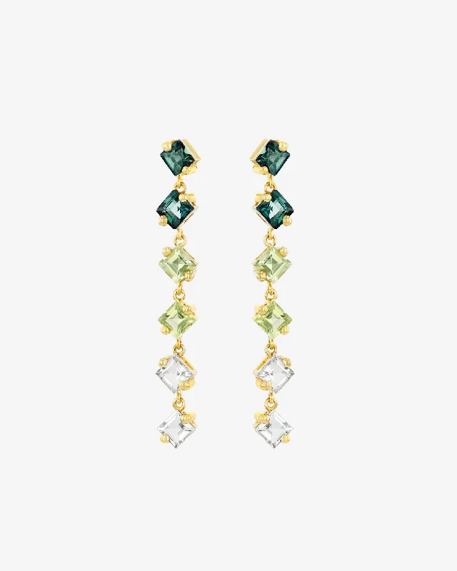 Amalfi Princess Cut Green Ombre Midi Drop Earrings