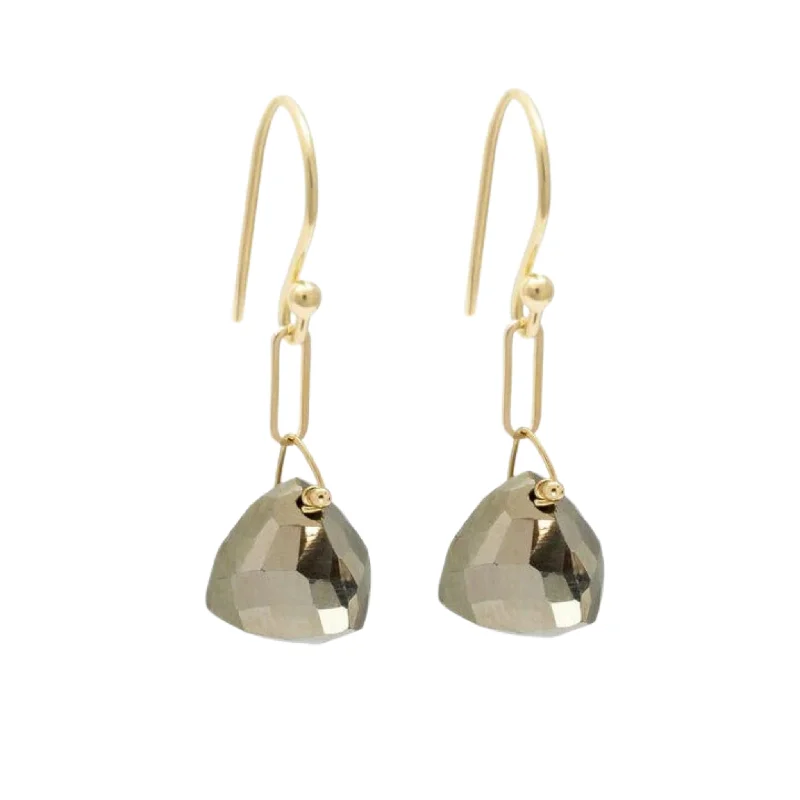 Pyrite and Gold Drop Earrings