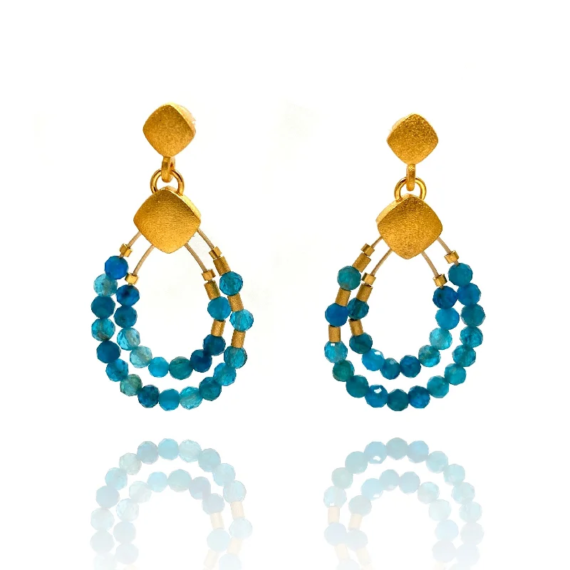 Apatite and Gold Earrings