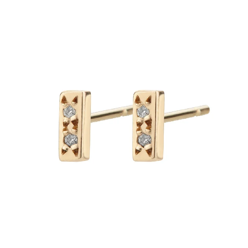 Bar Studs, White Diamond