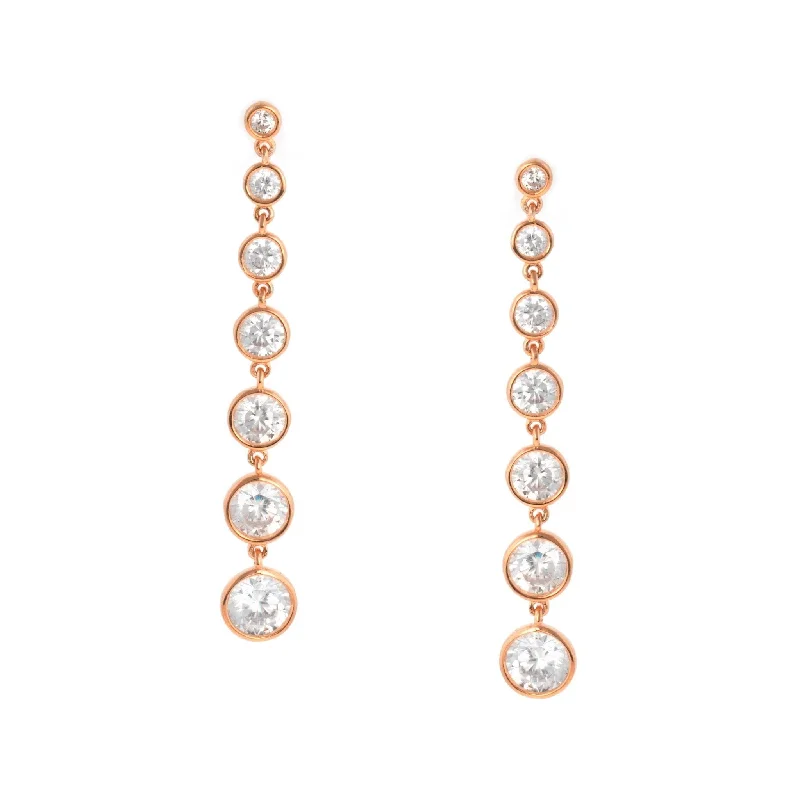 Bezel Set Drop Earrings Finished in 18kt Rose Gold