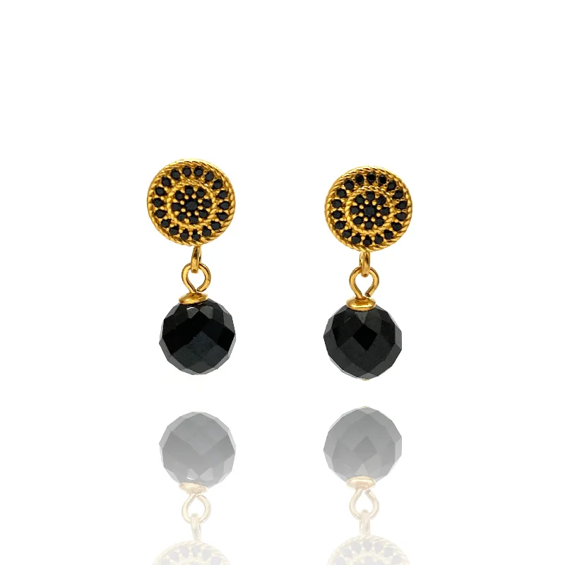 Black Spinel Dangle Studs