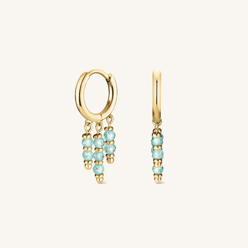 Hanging Beads Hoops Blue