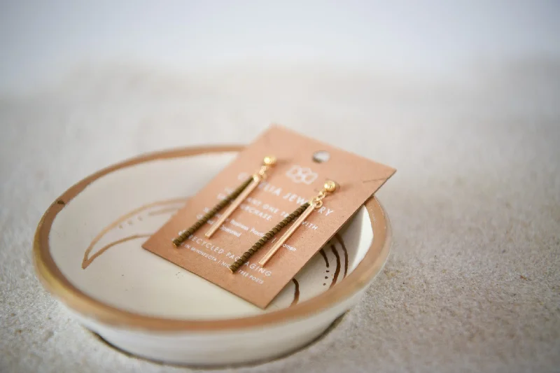 Bronze Seed Bead Bar Drop Earrings