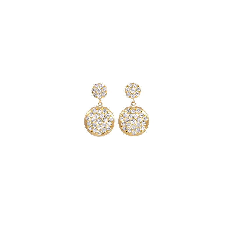 Caroline Ellen Double Pave Lentil Disk Earrings